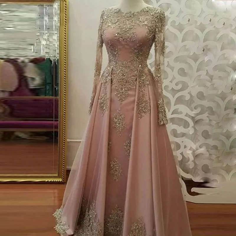 

Angel married Evening Dresses long sleeve lace beads prom dress women formal party gown vestidos elegantes de fiesta 2019