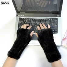 NGSG женские перчатки из натуральной норки, меховые перчатки для русской зимы, варежки для девочек, толстые теплые мягкие норковые перчатки для вождения, EA4050-15