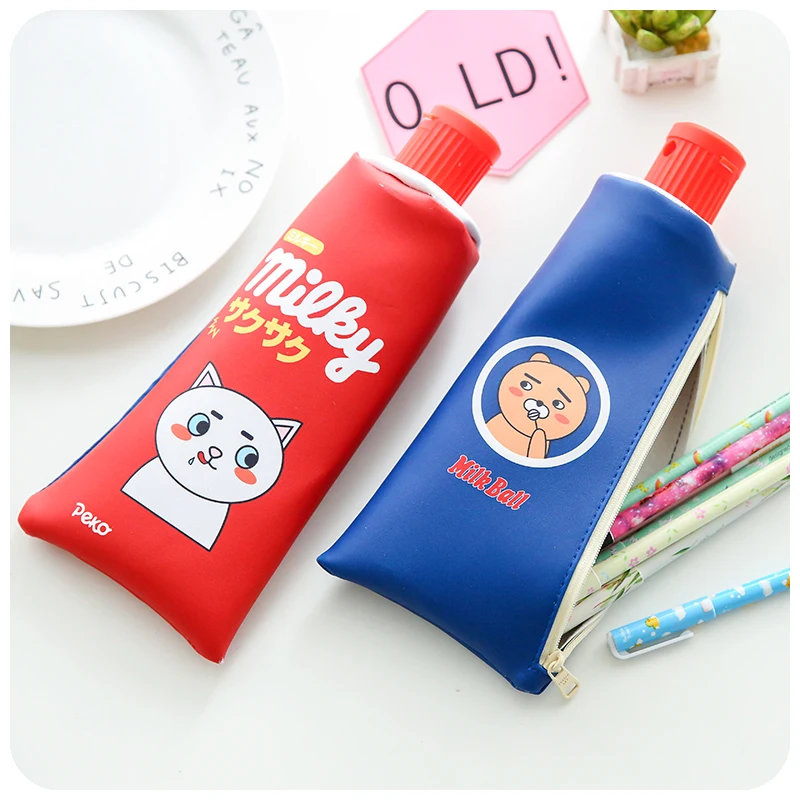 

Pencil-Case with Pencil Sharpener Escolar Multifunction Creative Cute Toothpaste Shaped Kawaii Korean Stationery School BD021G