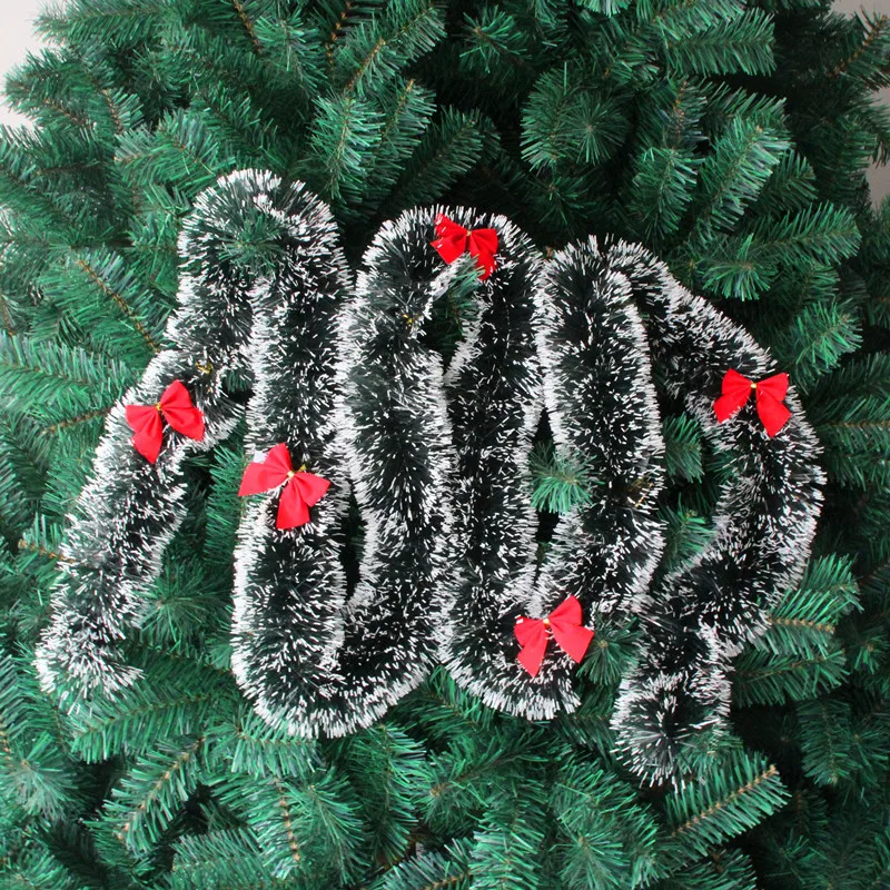 

Christmas Tree Wall Decoration Dark Green Tops White Edge Ribbon Garland New Year Enfeites De Natal Noel Christmas 200cm*9cm