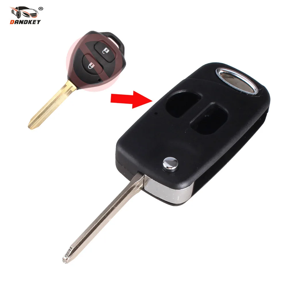 

DANDKEY 2 Buttons For Toyota RAV4 collora With TOY43 Blade Modified Folding Flip Remote Key Shell Case Fob Replacement