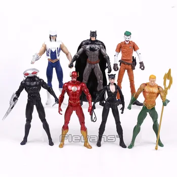 

DC COMICS Batman Joker The Flash Catwoman Aquaman Captain Cold Black Manta PVC Action Figures Collectible Model Toys 7pcs/set