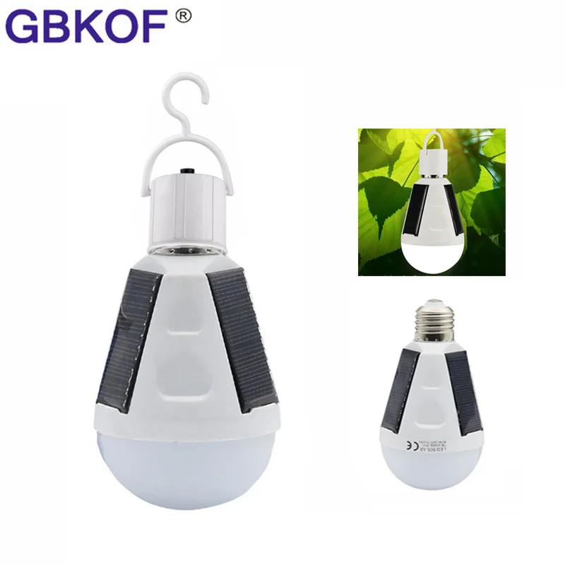 

Portable E27 Rechargeable led Solar lamp 7W 12W 85V-265V Smart Power garden Emergency Bulb Camping Hiking Fishing Outdoor light