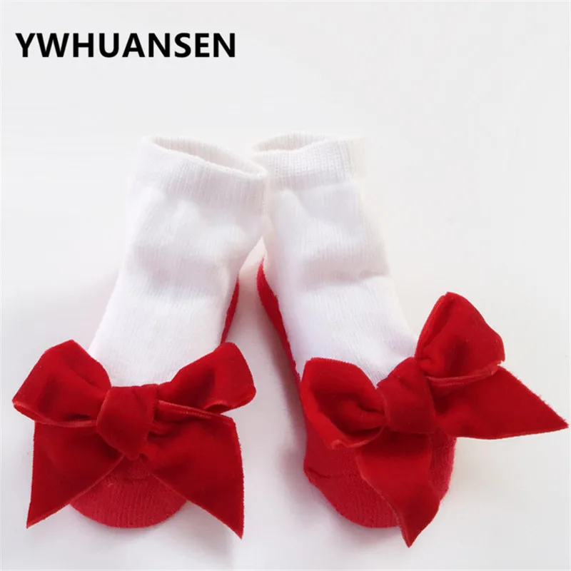 YWHUANSEN/осенне-зимние носки для маленьких девочек, бант для маленьких девочек хлопковые весенние носки для детей, носки для принцесс, носки для новорожденных, одежда для малышей, Meias