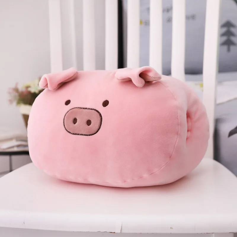 INS hot selling cute animal and fruit design super soft dinosaur cat rabbit pig and dog shaped plush hand warmer for cold winter - Цвет: pig