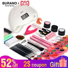 Набор для ногтей сухой 48 Вт Светодиодный УФ-светильник и УФ-Гель-лак для ногтей верхнее Базовое покрытие Маникюрный Инструмент 36 цветов лак для ногтей