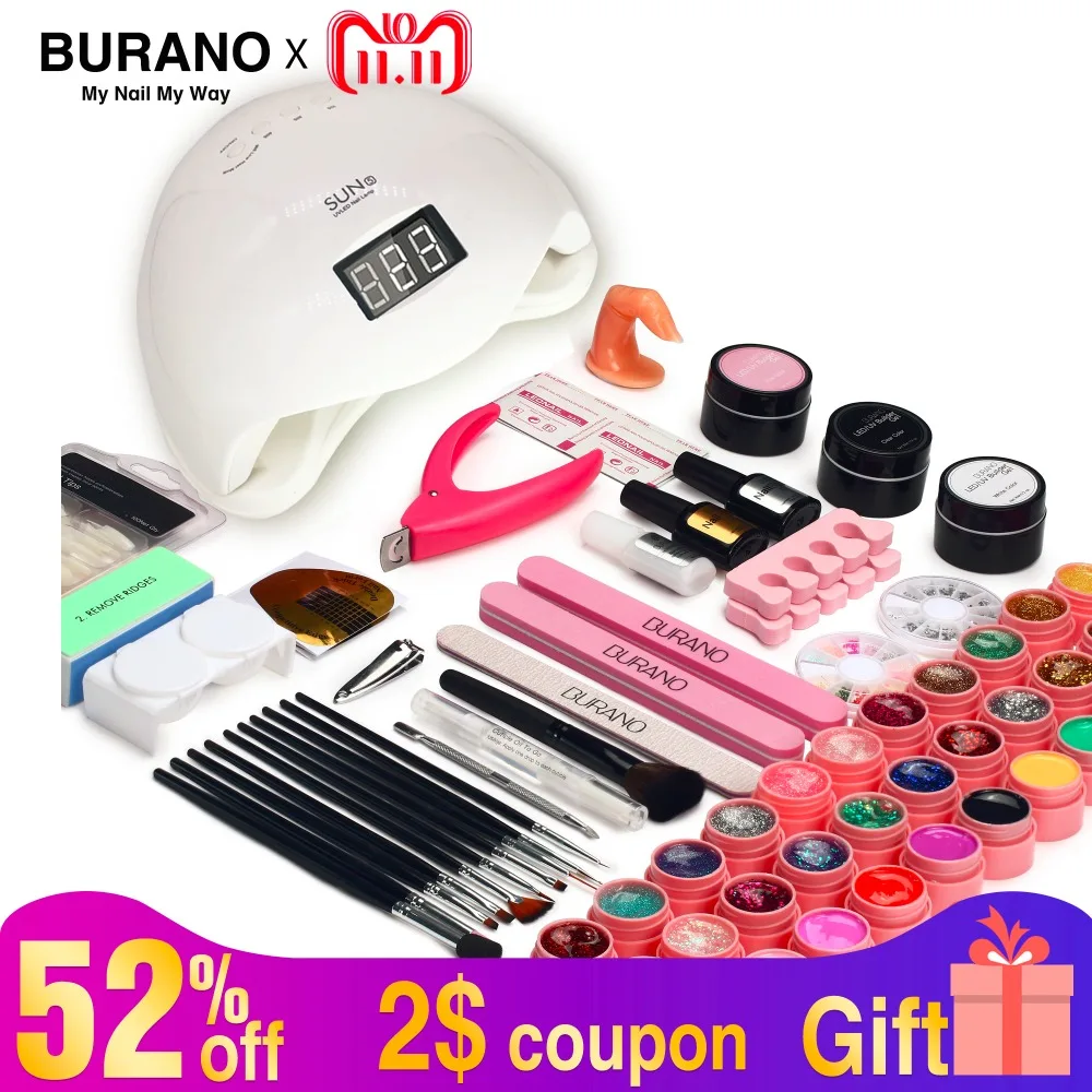

Nail Kit Dry 48w UV Lamp LED and UV Gel Polish Polish Top Base Coat Manicure Tool 36 Color Nail Polish For Nail Sets