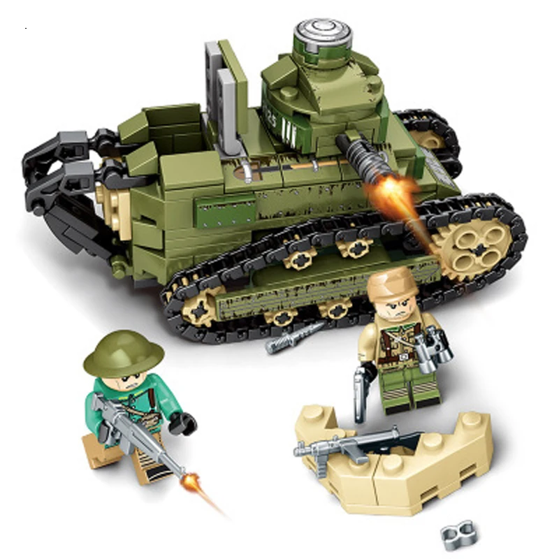 Новая серия senbo steel empire 101269 Renault ft 17 Танк мальчик положить мелкие частицы