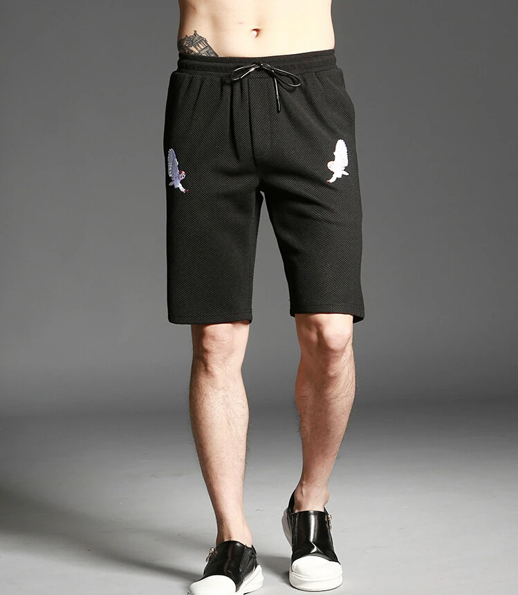 Летние мужские шорты для активного отдыха с вышивкой свободные шорты из хлопка