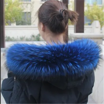 

Free Shipping Real Raccoon Fur Collar Womens 100% Natural Fur Blue Collar Real Fur Shawl Raccoon Removable Collar Fur Scarfves