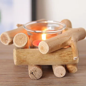 

European Creative Original Solid Wood Candle Holder Romantic Candlestick Wedding Centerpieces Home Decoration Accessories WZF065
