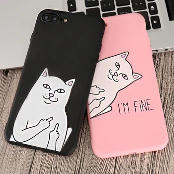 

Cute Cartoon Cat Silicone Case For iPhone X XR XS Max 5 5S SE 6 6S 7 8 Plus Case Cover For iphone 11 Pro Max 2019 6.5Inch Cover