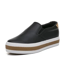 2017 Ladies platform Shoes canvas shoes leather female pedal slip-on female student Korean tide shoes all-match casual shoes