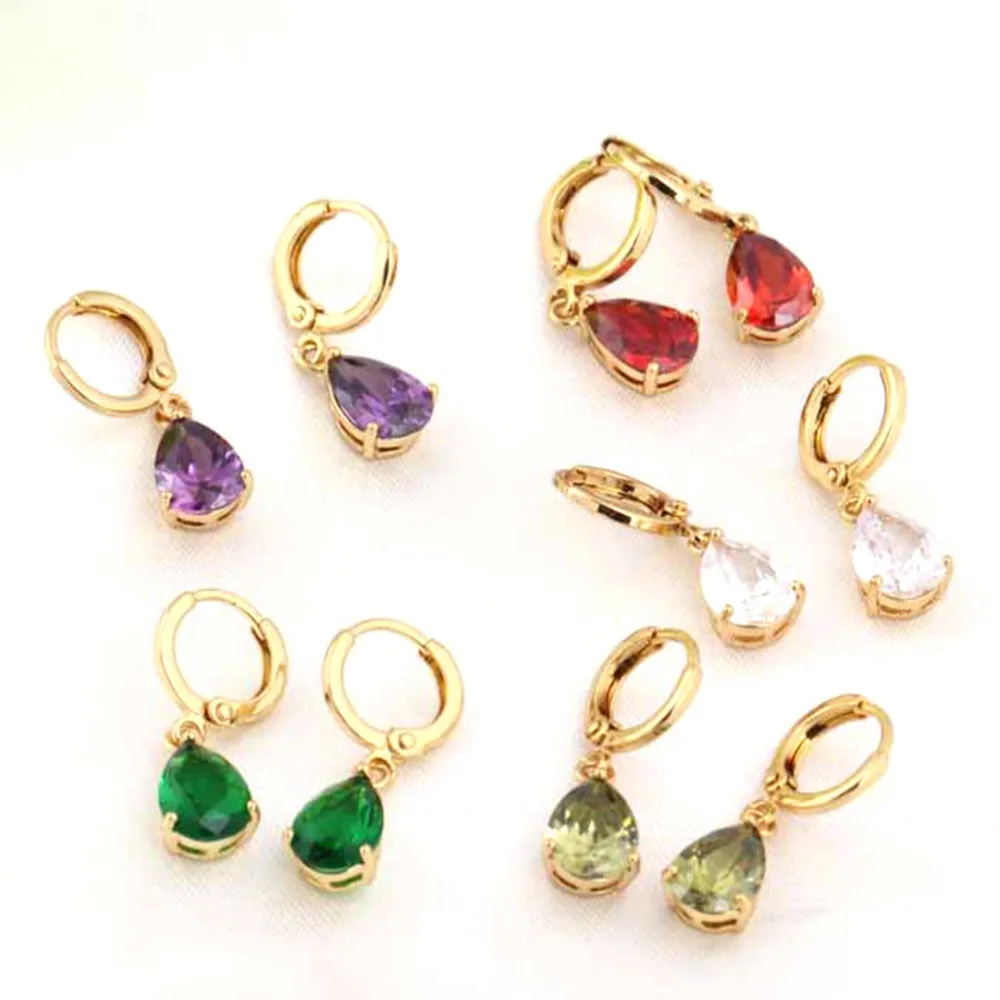 Роскошные женщины 18 К золото emstone PendantEarrings клипсы ну вечеринку свободного покроя