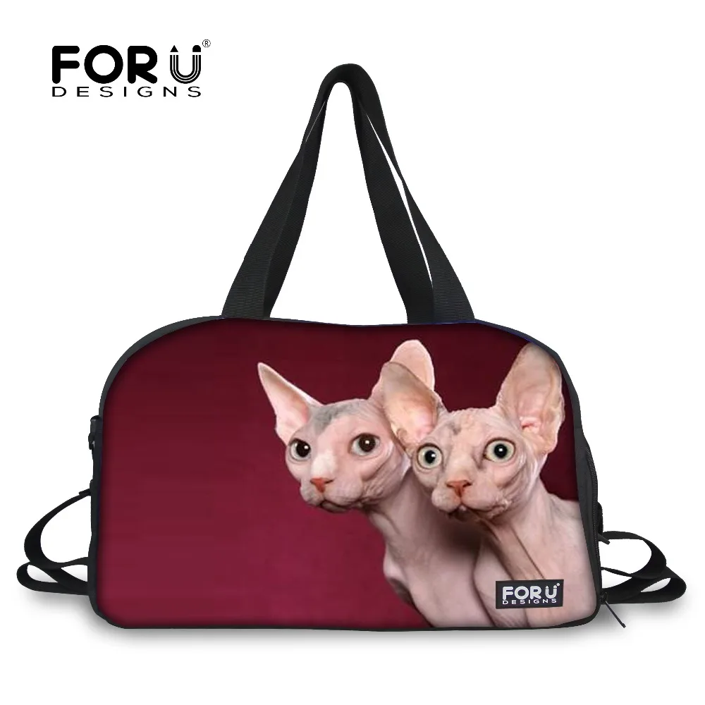 FORUDESIGNS Luggage Travel Bag for Women 3D Hairless Cat Duffel Female Large Travel Duffle Bag Tote Canvas Weekend Bags Xmas Bag