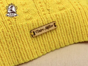 

Custom garment labels, engraved wooden, knitting tags, crochet labels, logo, branding labels (WD1406)