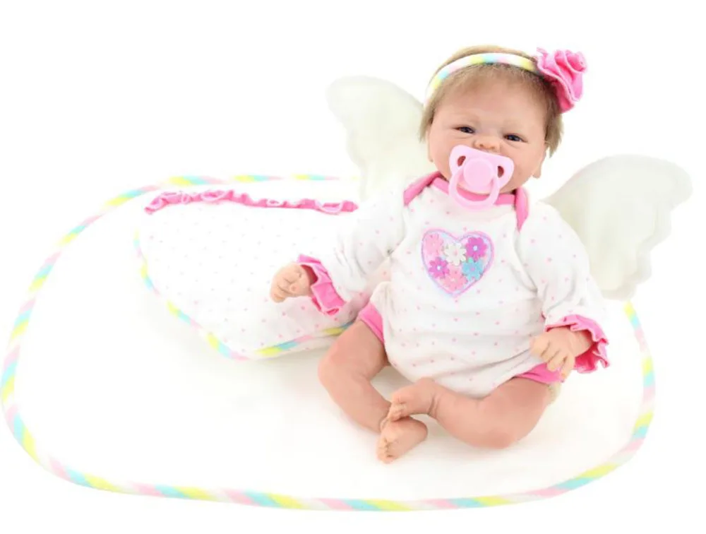 18inch Real Look Reborn Baby Lifelike Little Angel Wing Girl Soft Silicone Doll Kits for Kids Change Clothes Game Toys Wholesale Toys & Hobbies