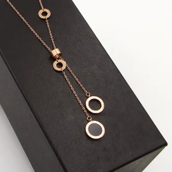

Famous Brand Stainless Steel Roman Numerals Love Circle Round Shell Adjust Pendant Necklaces Women Wedding Party Gift