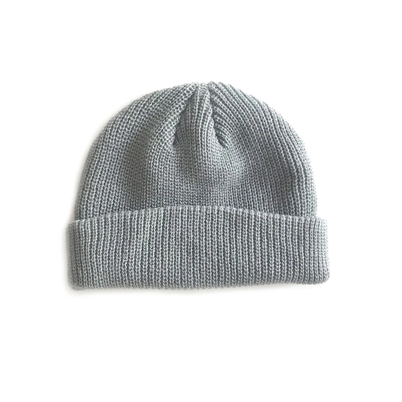 light gray Мужская вязаная шапка бини с черепом, шапка моряка, без манжет, Ретро стиль, темно-синяя шапка бини TT@ 88 - Цвет: light gray
