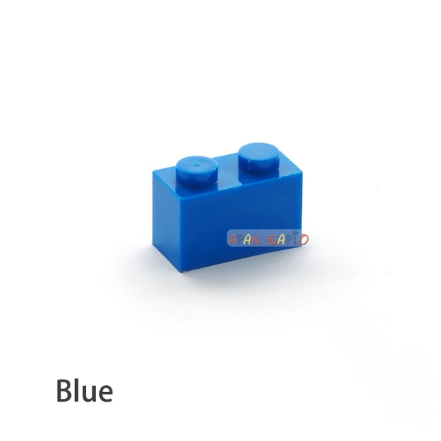 100pcs DIY Building Blocks Thick Figures Bricks 1x2Dots Educational Creative Size Compatible With 3004 Plastic Toys for Children Blue 100pcs