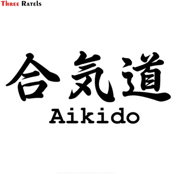 

Three Ratels TZ-1643#10.1*23cm aikido in kanji Japanese Chinese character vinyl car sticker stickers funny car styling