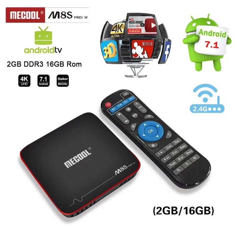 

MECOOL M8S PRO W Android 7.1 TV Box 2GB 16GB Amlogic S905W support 2.4G wifi 4k H.265 Youtube google play Netflix HD pk h96max