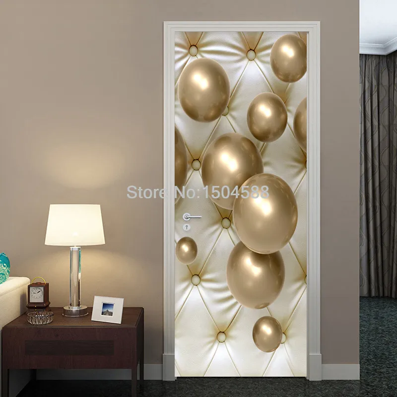ПВХ самоклеющиеся водонепроницаемые дверные наклейки 3D стерео Золотой шар обои для гостиной домашний декор паста виниловая дверная Фреска Наклейка s