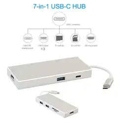 7in1 Тип-c концентратор USB 3,1 Тип C до 4 К HDMI USB-C PD USB 3,0 цифровой av-адаптер Multi -Адаптер порта TF SD Card Reader конвертер Splitter