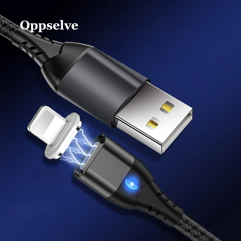 Oppselve светодиодный магнитный usb-кабель, магнитный штекер и кабель USB type C и кабель Micro usb и кабель USB для iPhone XS Max XR X 8 7 6 Plus