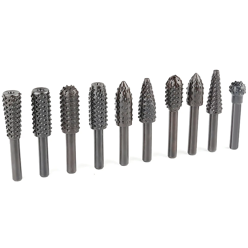10pcs Rotary Rasp Drill Wood Carving Rasp Drill Bit Woodworking Drill