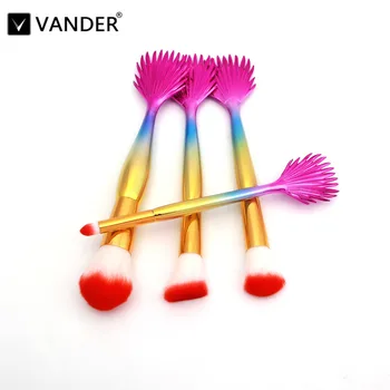 

Vanderlife Pro 4Pcs Color Mermaid Synthetic Make Up Brushes Set Foundation Face&Eye Powder Cosmetics Blending Pincel Maquiagem