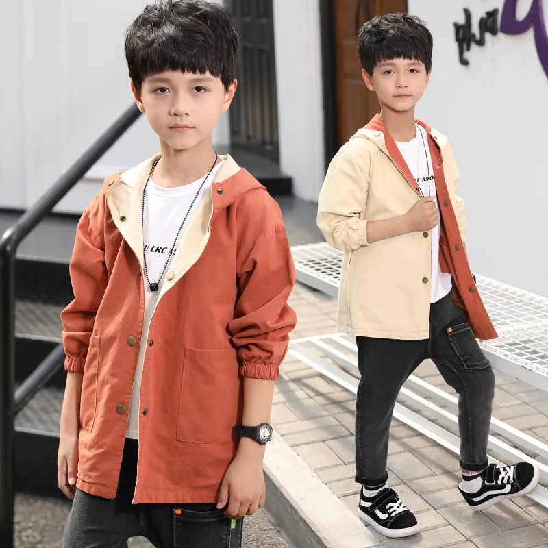 

Boys Long Jackets For Teenage Autumn Long Sleeve Hooded Outwera Kids Clothes Back To School Windbreaker 4 5 67 8 9 10 11 12 13 Y