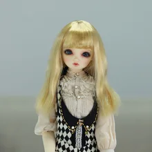 Gold color BJD soft wigs straight hairs with bangs for 1/6 1/4 1/3 BJD DD SD doll accessories long hairs for dolls Dolls Gold color BJD soft wigs straight hairs with bangs for 1/6 1/4 1/3 BJD DD SD doll accessories long hairs for dolls Dolls