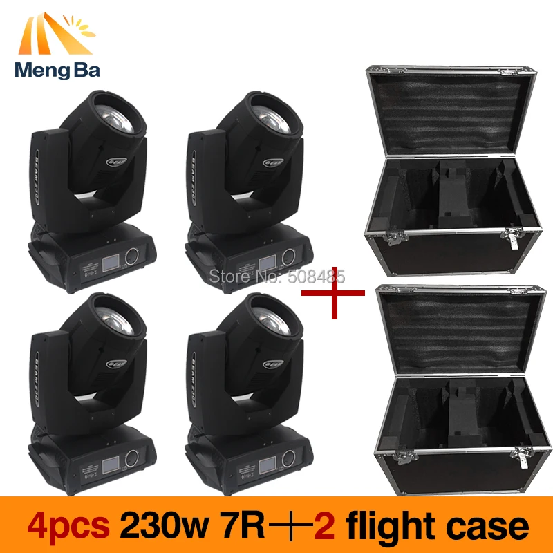 

4pcs/lot touch screen 230W 7R Osram sharp beam moving head spot light with 2pcs flightcase 16CH 17Gobos+14Chips Stage Light