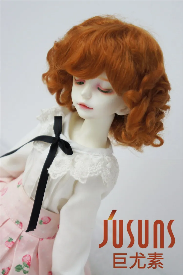 JD012 1/6 1/4 модный курчавый bjd парик мохера Размер 6-7 дюймов 7-8 дюймов bjd волосы YOSD MSD куклы аксессуары - Цвет: 7-8inch Ginger M3