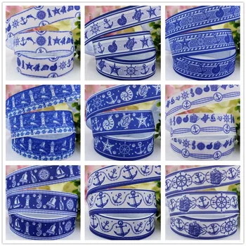 

1642615 , 22MM Marine style Printed grosgrain ribbon, DIY handmadeHair accessories Material wedding gift wrap