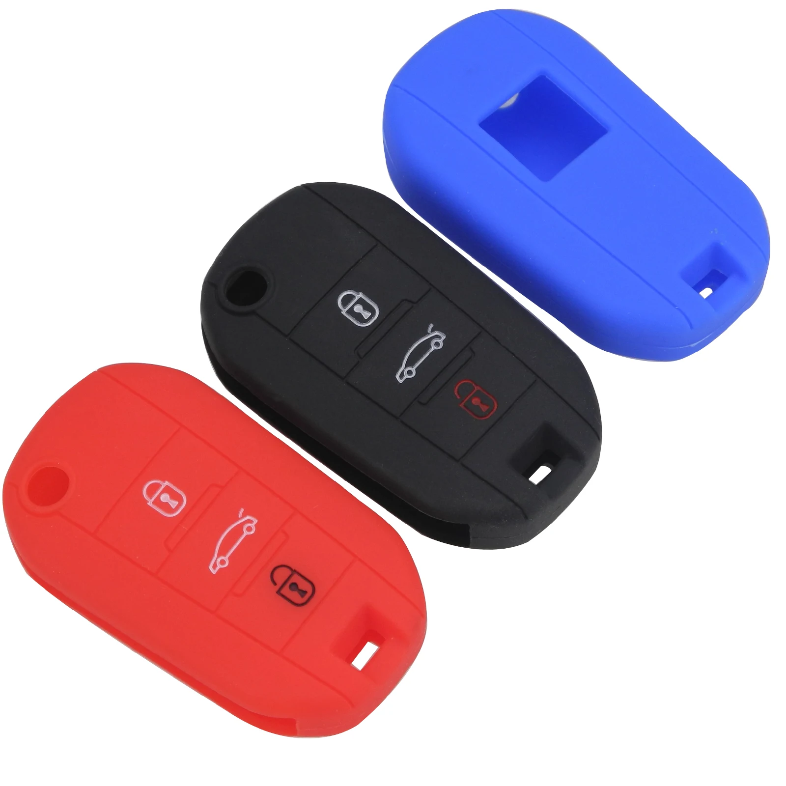 Keyforkess 30 pz/lotto in Silicone 3 pulsante Flip telecomando portachiavi Fob Cover Holder per Citroen Peugeot 208 508 2008 - HTB1cGL0hOqAXuNjy1Xdq6yYcVXa2