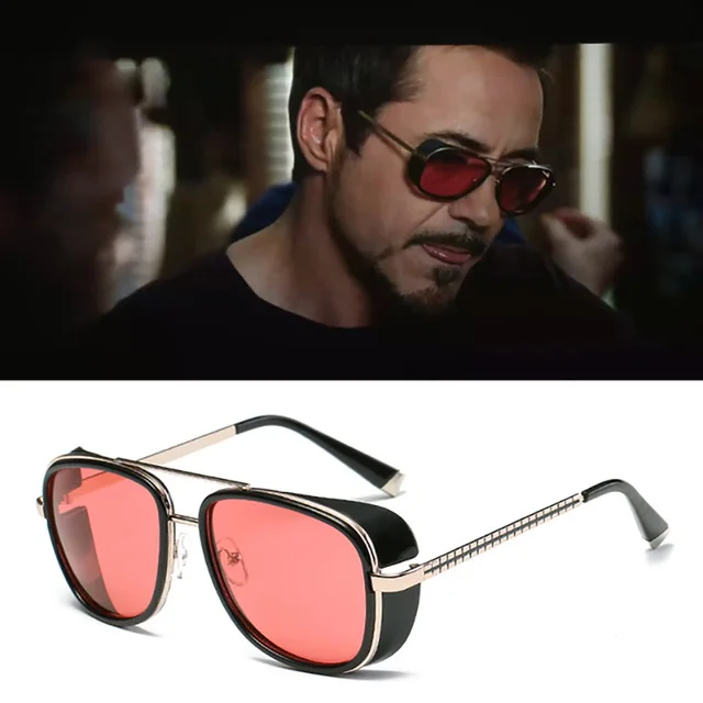 2019 아이언 맨 3 토니 스타크 선글라스 남성 빈티지 Steampunk Oculos De Sol 남성용 선글라스