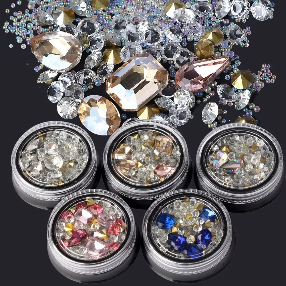 

DIY Sparkles Nail Art Design Glitter Rhinestones Caviar Mix Glass Crystal Beads Decoration For Women Cosmetic Accessories Tools