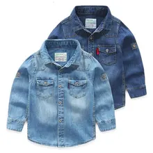 Новая осенняя Модная брендовая одежда для мальчиков, приталенная рубашка с длинными рукавами для мальчиков, ковбойская Повседневная рубашка для мальчиков, размер От 3 до 14 лет