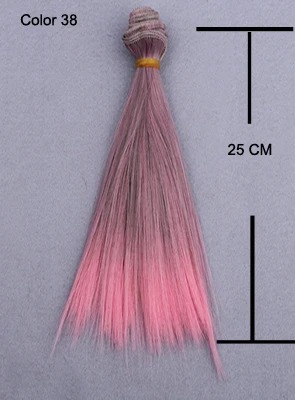 1 шт. 25 см, прямые накладные волосы высокого terpature термостойкие волосы куклы зеленый фиолетовый; розовый цвет; 1/3/1/4 1/6 bjd кукла парики - Цвет: Color 38
