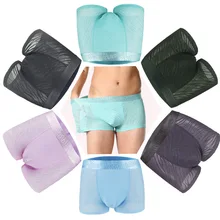 Новое мужское нижнее белье летние холодные мужские шорты ледяная шелковая сетка сексуальные трусы для мужчин боксеры Homme Ropa Interior Hombre cuecas L-XXXL