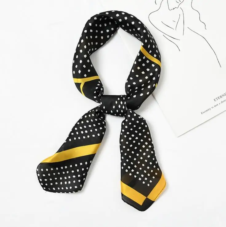 

yishine New Arrival 70x70cm Women Elegant Dots Print Multifunctional Square Silky Scarf Stylish Spring Silk Satin Bandana 2019