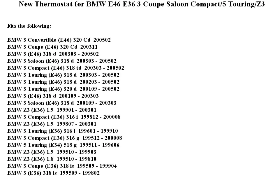Термостат для BMW E46 E36 3 купе салон Compact/5 Touring/Z3 OEM(контрактное производство продукции, которая уже существует#1153 1743 679,11531739208