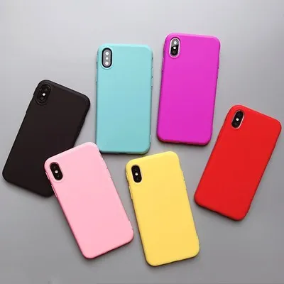 

Solid Color Silicone Coque For iphone 6 6S 7 8 Plus Case Soft TPU Candy Color Back Cover For iphone XS MAX XR X 10 7plus 8s Case
