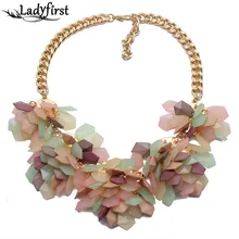 2015 Popular Fashion Necklace Exaggerated Geometric Colorful Jelly color Crystal Gems Flower Necklace 4618