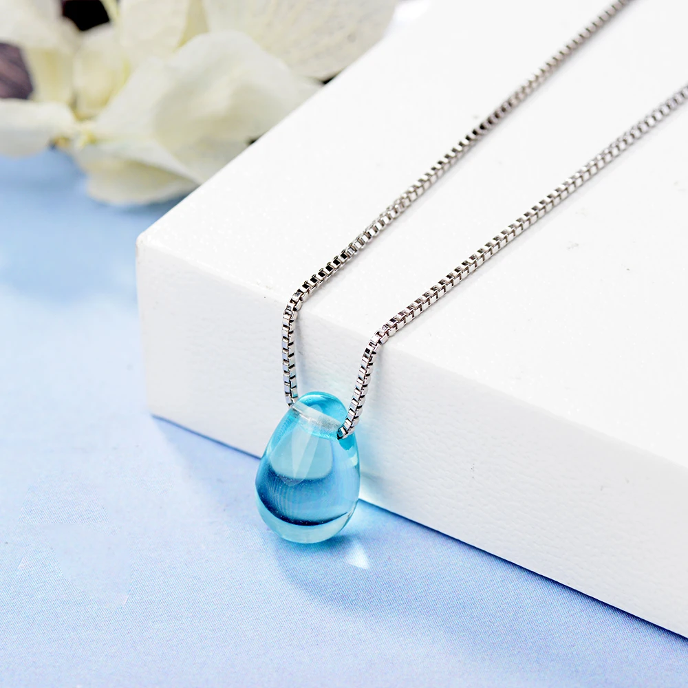 Todorova Blue Crystal Water Drop Necklace Mermaid Tears Sand Pendant Necklace Women Beach Ocean Sea Necklace Pendant Necklaces Aliexpress