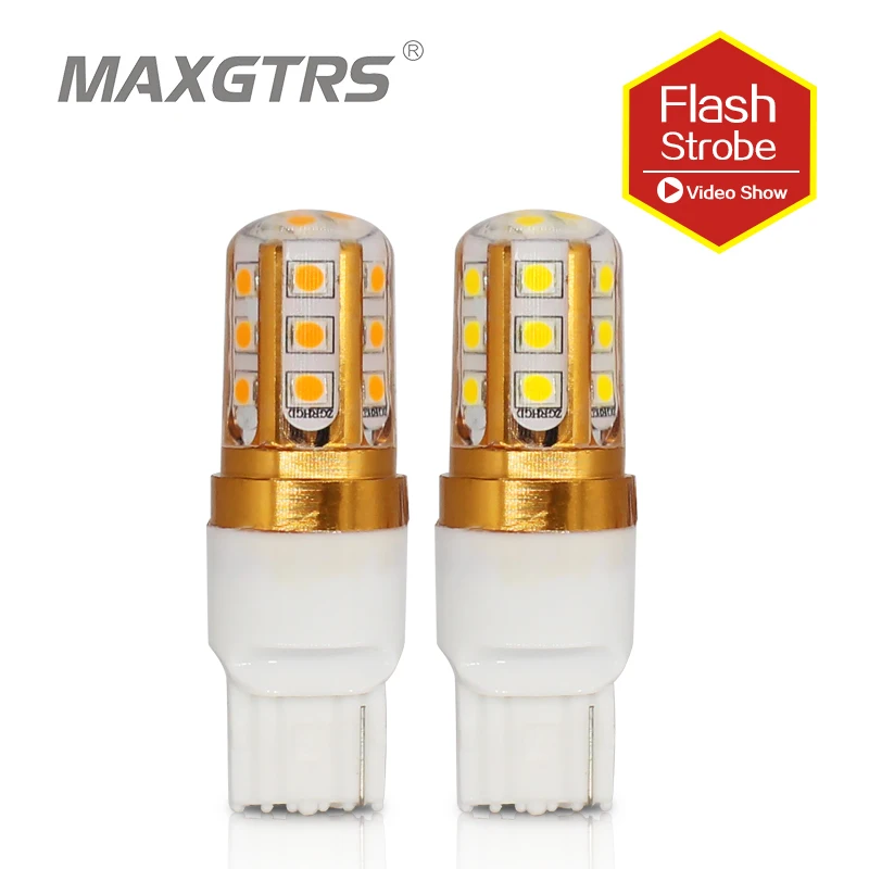 

2x Strobe Flash W21W T20 7440 3030 LED Chip Bulb Blink Car Stop Backup Brake Turn Parking Tail Signal Light White Amber Yellow