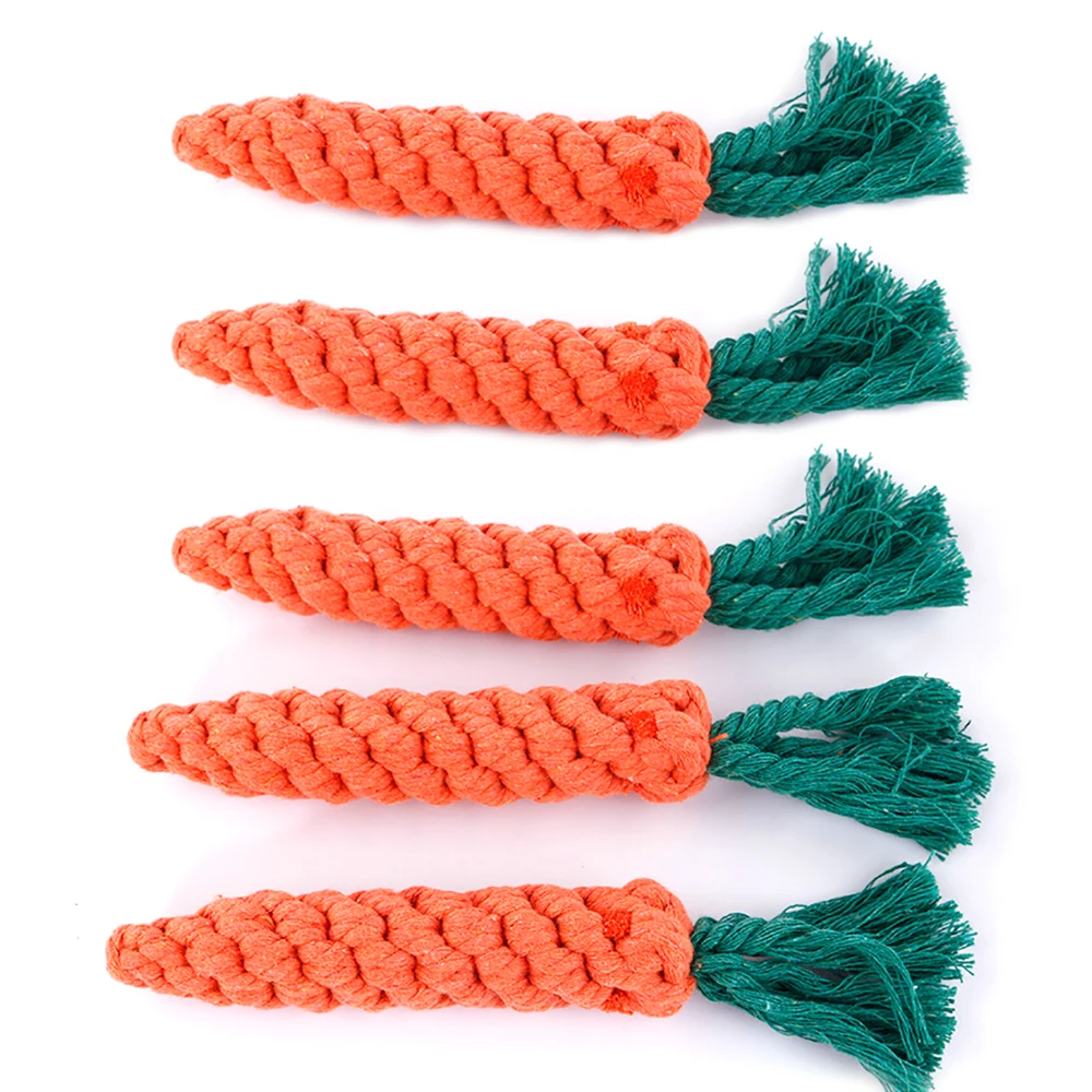 5pcs New Pet Dog Toy Carrot Shape Rope Puppy Chew Toys Teath Cleaning
