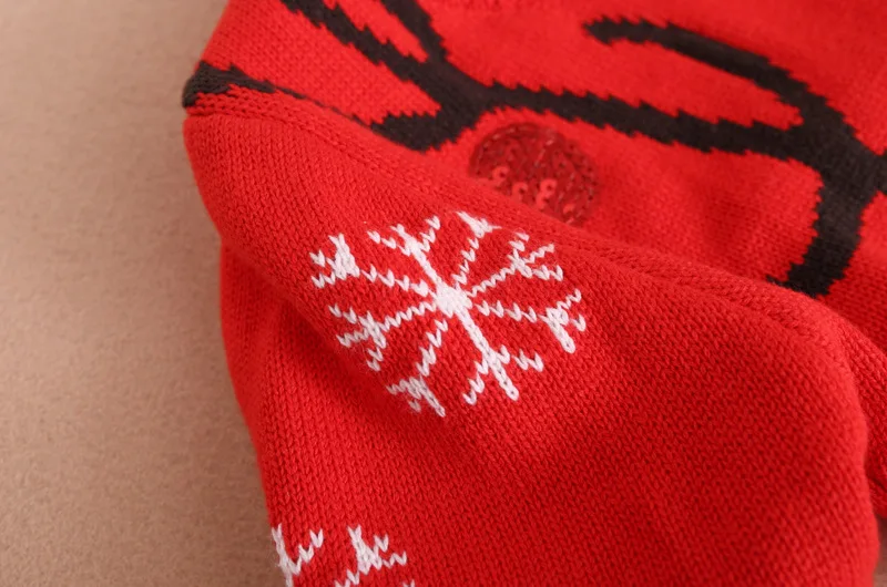 Рождественский свитер для маленьких девочек; коллекция г.; осенне-зимняя детская одежда; вязаные свитера для маленьких мальчиков с вышитым оленем и блестками